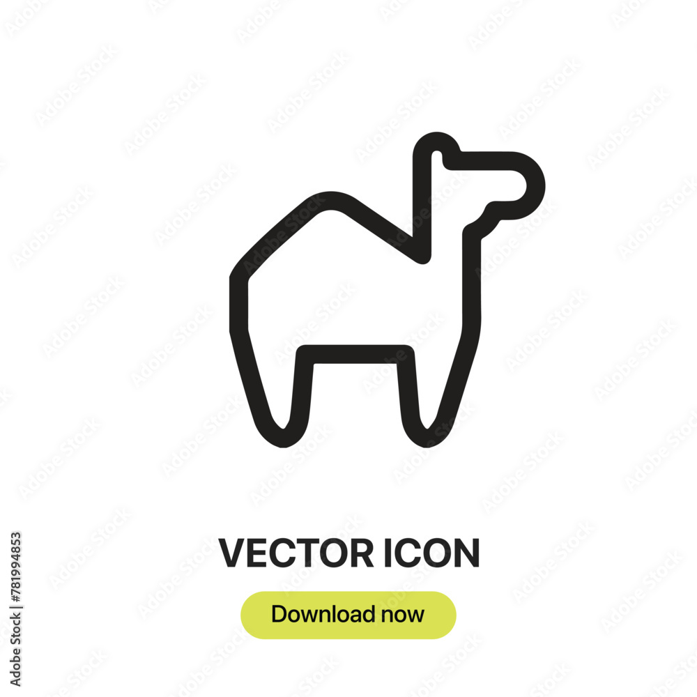Poster camel icon vector. linear-style sign for mobile concept and web design. camel symbol illustration. p