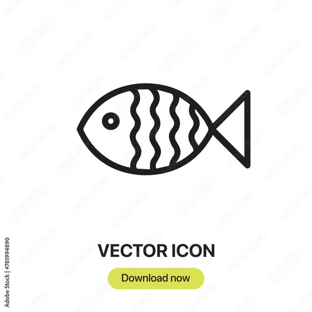 Poster fish icon vector. linear-style sign for mobile concept and web design. fish symbol illustration. pix