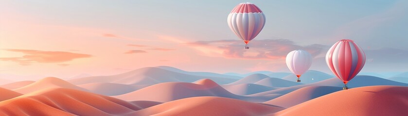 Majestic hot air balloons at dawn, picturesque, adventure, travel - obrazy, fototapety, plakaty