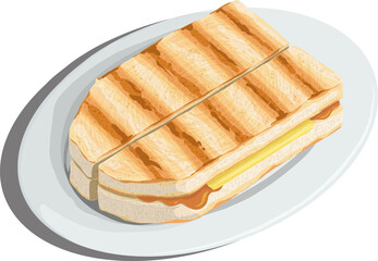 Vector Hand Drawn Illustration Kopitiam Kaya Toast