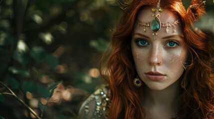 A Portrait Of An Elven Woman With Long Red Hair, Background Images , Hd Wallpapers