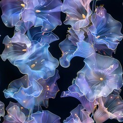 Seamless abstract neon magic flowers pattern background