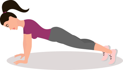 Plank. Sports at home. Fitness. High quality vector illustration.