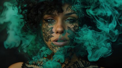 Portrait Of A Woman With Green Smoke, Background Images , Hd Wallpapers