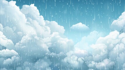 Clouds, rain, fog, and falling raindrops isolated on transparent background. Cold storm weather with falling rain and wind. - obrazy, fototapety, plakaty