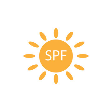 Sun with spf protect vector icon