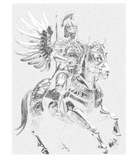 Fototapeta na wymiar Epic Medieval Knight On Horseback