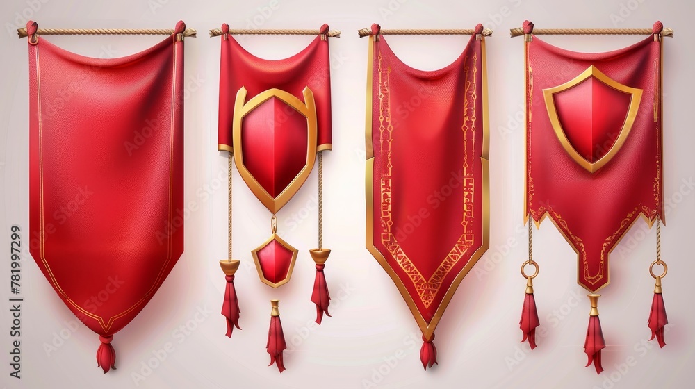 Poster isolated set of realistic three dimensional 3d modern icons, rounded, concave, pointed and double ed