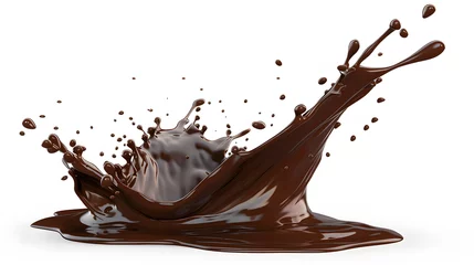 Fotobehang Dark chocolate splash isolate on a white background, with clipping path 3d illustration. © john