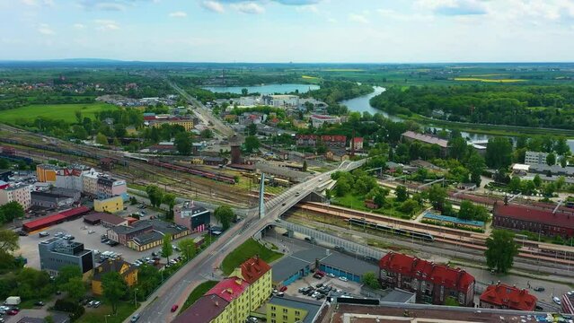 Panorama Main Railway Station Opole Stacja Kolejowa Aerial View Poland