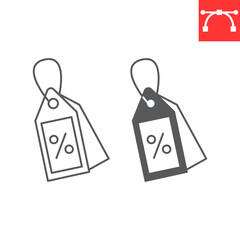 Sale line and glyph icon, e-commerce and shopping, special price vector icon, vector graphics, editable stroke outline sign, eps 10.