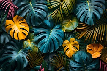 Vibrant Jungle Tapestry - Lush Minimalist Flora. Concept Botanical Prints, Tropical Decor, Eclectic Home Design
