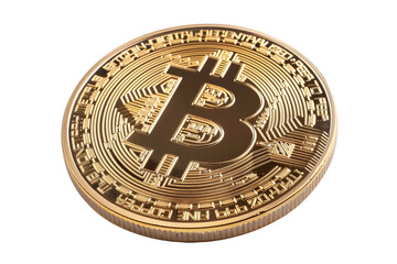Shiny Bitcoin Cryptocurrency Coin - Isolated on White Transparent Background, PNG
