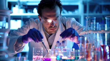 A medical researcher conducting experiments in a laboratory.
