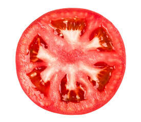 Slice of tomato isolated on transparent background. Png format