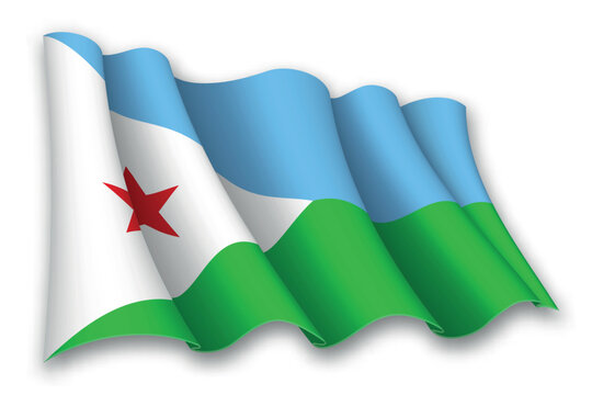 Realistic waving flag of Djibouti