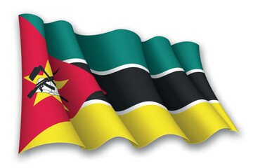 Realistic waving flag of Mozambique