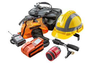 Fototapeta premium Safety equipment and tools group isolated on white background