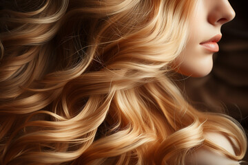 flowing blond golden hair waves, luxurious and elegant appearance, hair texture