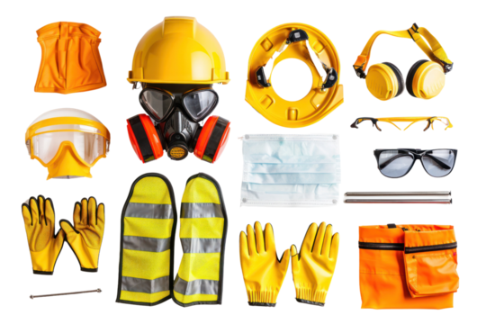 Safety equipment and tools group
isolated on white background - Powered by Adobe