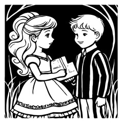 Black and white cartoon for children for coloring . Generated by Ai