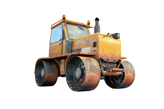 Road roller, big, heavy vehicle
isolated on white background