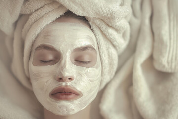 Femme sereine avec un masque de soin sur le visage