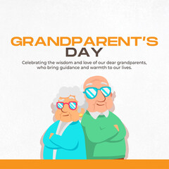 Illustration of grandparents with their grandchildren, celebrating Grandparent's Day, recognizing the love and wisdom of grandparents.