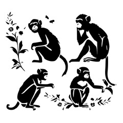 Monkey SVG, Monkey Cricut, Gorilla Svg, Monkey Clip Art, Monkey Png, Monkey Clipart, Gorilla Svg Bundle, Monkey Cut File, Monkey Silhouette, Safari Animals, Woodland Silhouette, African Animals, Line 
