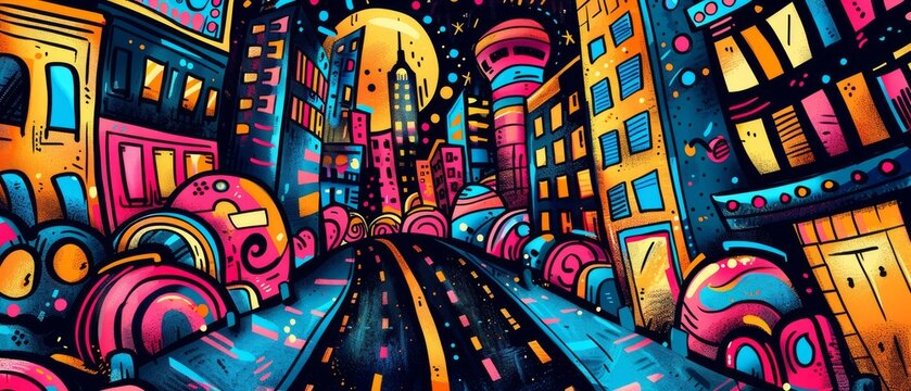 The vibrant Tokyo Japan illuminates the colorful graffiti