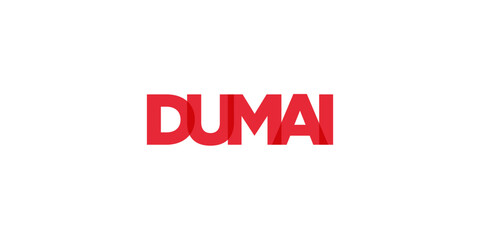 Dumai in the Indonesia emblem. The design features a geometric style, vector illustration with bold typography in a modern font. The graphic slogan lettering.