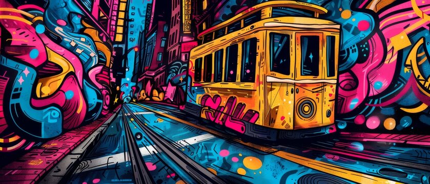Vibrant San Francisco graffiti colorful background