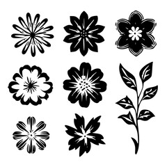 flower, floral, pattern, vector, set, nature, flowers, design, illustration, art, seamless, spring, summer, decoration, plant, ornament, collection, pink, icon, blossom, leaf, color, daisy, element, s
