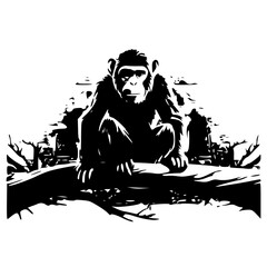 Monkey SVG, Monkey Cricut, Gorilla Svg, Monkey Clip Art, Monkey Png, Monkey Clipart, Gorilla Svg Bundle, Monkey Cut File, Monkey Silhouette, Safari Animals, Woodland Silhouette, African Animals, Line 