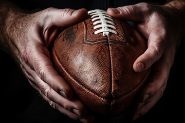 NFL, american football in hands. Generative Ai