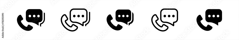 Poster phone icon set. chat message symbol. telephone with language translate sign. communication with auto
