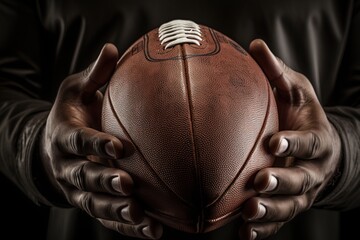 NFL, american football in hands. Generative Ai