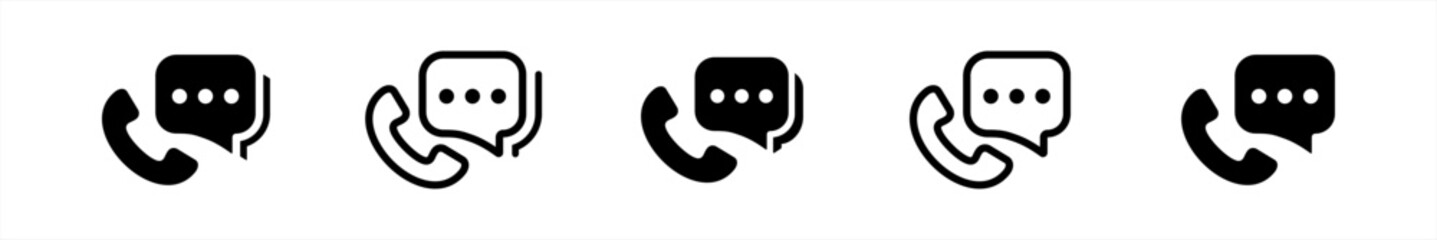 Phone icon set. Chat message symbol. Telephone with language translate sign. communication with auto translate. Contact us. Telephone, message, communication vector illustration