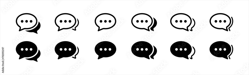 Poster text message icon set in line style. chat message symbol, chat speech bubble, social media message s