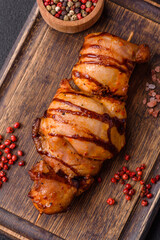 Delicious kebab of chicken or pork meat with salt, spices and herbs