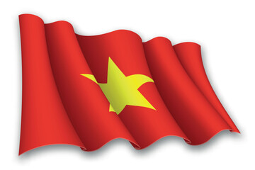 Realistic waving flag of Vietnam