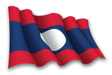 Realistic waving flag of Laos