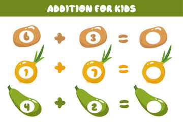 Mathematical educational game for children. Complete the series and fill in the missing numbers. Solve the equation.Educational cards for children.Addition up to 10.