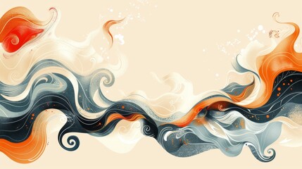 Fototapeta na wymiar Abstract Borders: A vector design featuring a border of abstract waves and swirls