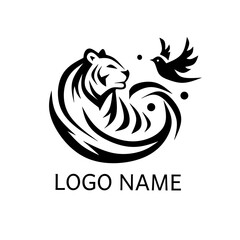 The vector logo is a combination of a tiger and a bird and contains the name logo which can be used as a graphic design 