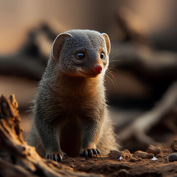 meerkat on the lookout. meerkat on guard. Common This image shows a wild common dwarf mongoose. dwarf mongoose. Galidiinae. Ethiopian dwarf mongoose.  Helogale parvula. Mungos mungo. Galidiinae. 