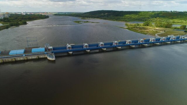 Dam River Vistula Wloclawek Zapora Wisla Krajobraz Aerial View Poland