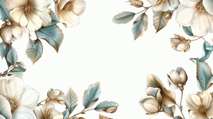 Floral Borders: A vector graphic of a frame adorned with intricate flowers and leaves - obrazy, fototapety, plakaty