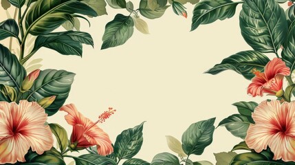 Floral Borders: A vector graphic of a frame crafted from beautiful flowers and leaves