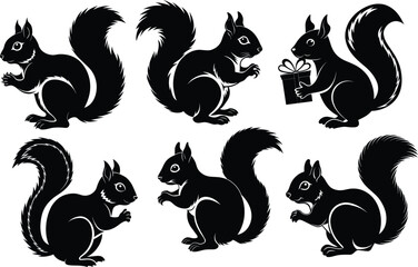 Set of squirrel Silhouette Vector Illustration © Mizanul_Islam